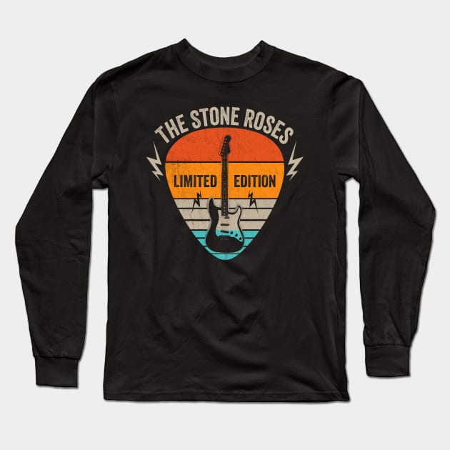 Vintage Stone Name Guitar Pick Limited Edition Birthday Long Sleeve T-Shirt by Monster Mask